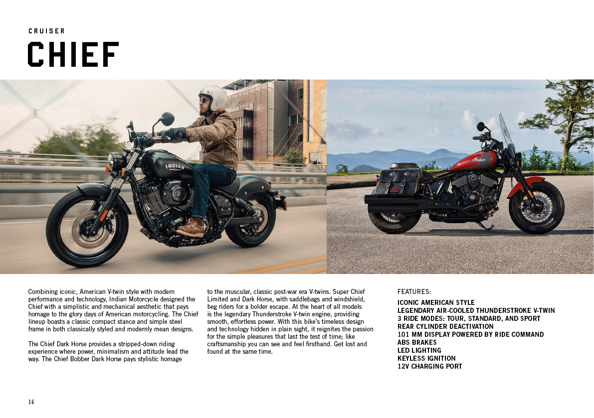 A man is riding a motorcycle on a road. The motorcycle is red and black. The man is wearing a brown jacket. AI generated content